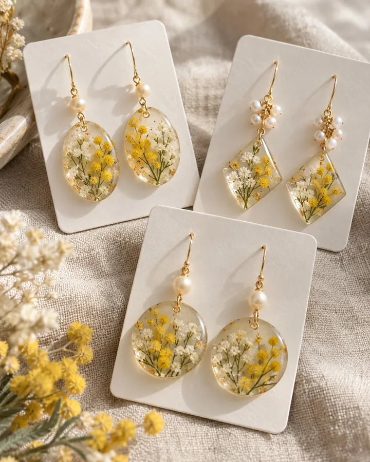 押し花のピアス・イヤリング